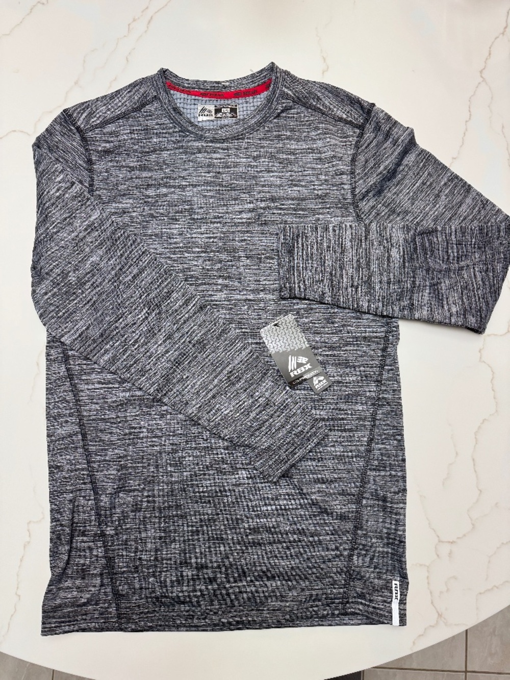 RBX Men’s Long Sleeve Thermal Underwear Top Gray Fleece Lined Compression L
